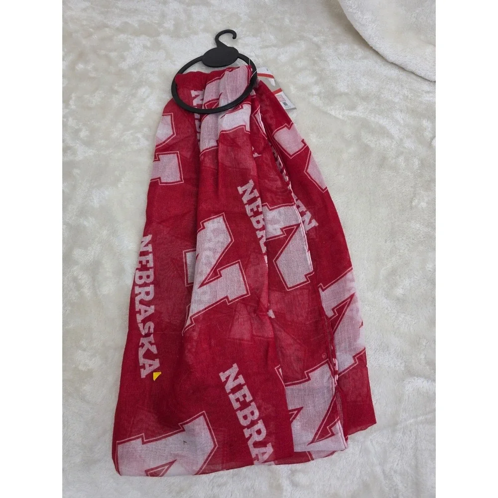 Little Earth NCAA Nebraska Cornhuskers Sheer Infinity Scarf Red White‎ NWT